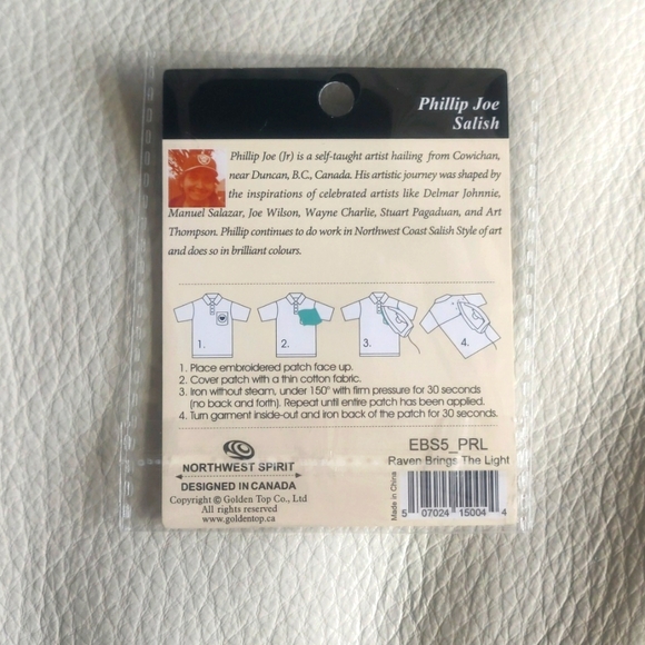 'Raven' 2.5" Embroidered Patch Indigenous Design by Phillip Joe - Picture 2 of 4